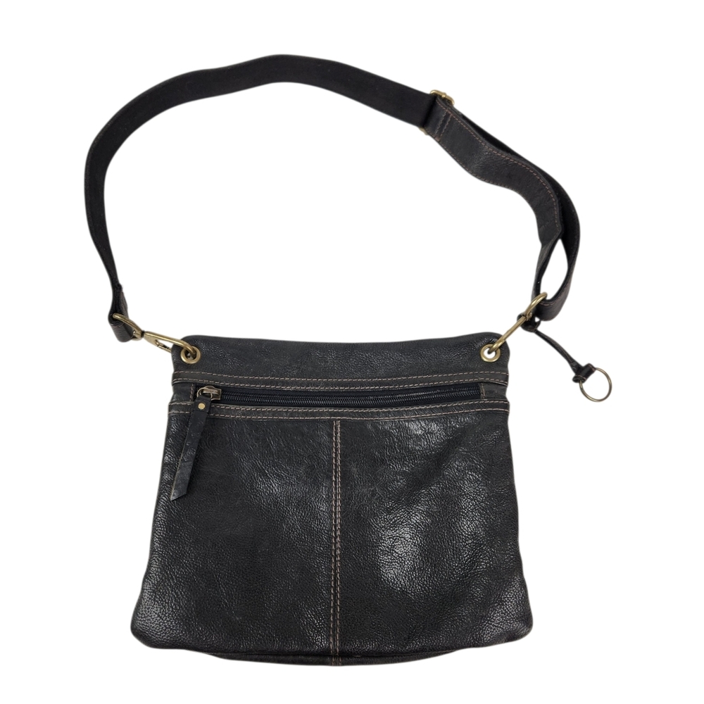 Fossil Sasha Black Patchwork Leather Rustic Crossbody Messenger Bag Purse - Picture 5 of 10
